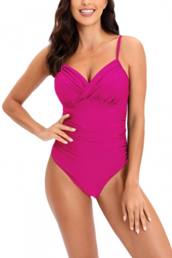 plus size 5 colors padded backless sling ruched sexy one-piece swimsuit