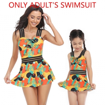 mom parent-child new digital printed padded hem backless sexy one-piece swimsuit