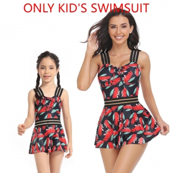 s-3xl kid parent-child new unpadded leaf printing cute one-piece swimsuit