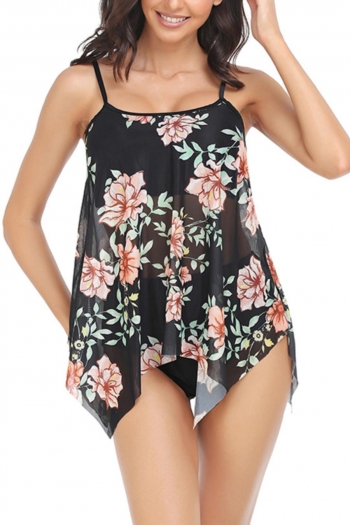 mom parent-child new floral printing padded backless sling sexy tankini sets