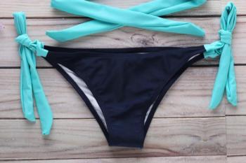 Sexy plus size color-block 5 colors tie side bikini briefs