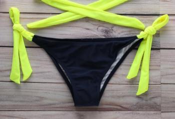 Sexy plus size color-block 5 colors tie side bikini briefs