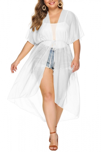 plus size see through chiffon tie-waist stylish cover-ups(only cover-ups)