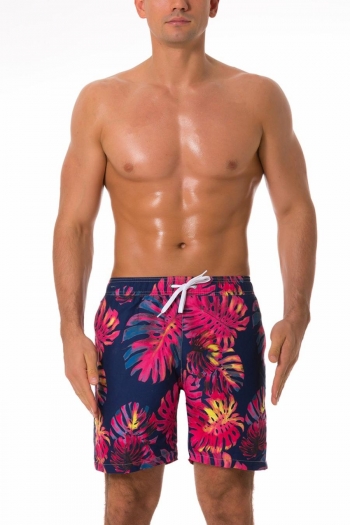 men new leaf batch printing stylish beach shorts with lined(ba004285)