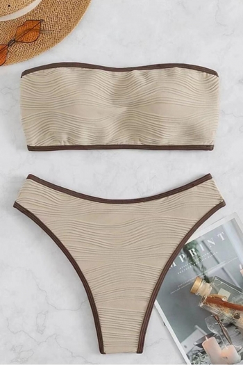 special fabric color block spliced padded tube design bikini set