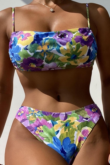 sexy floral printing padded backless tied tankini sets