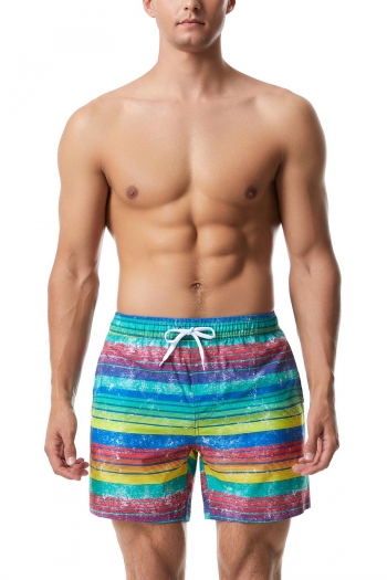casual xxs-l slight stretch colorful stripe print men beach shorts (with lined)