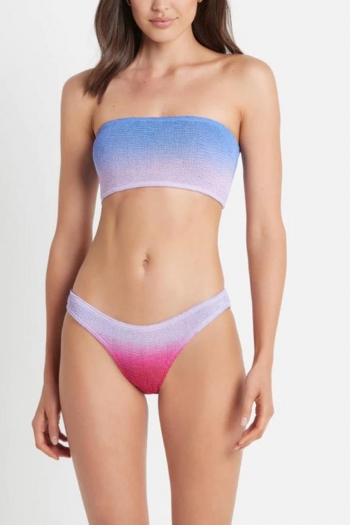 sexy gradient printing padded tube design two-piece bikini