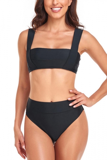 sexy 2 colors padded backless double-strap high waist tankini sets