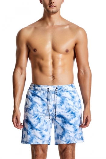 casual xxs-xl men new tie-dye print inelastic pockets beach shorts (with lined)
