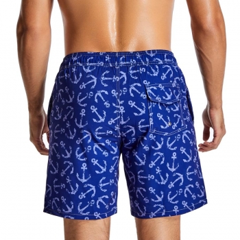 Casual xxs-xl men anchor print inelastic pockets beach shorts (with lined)
