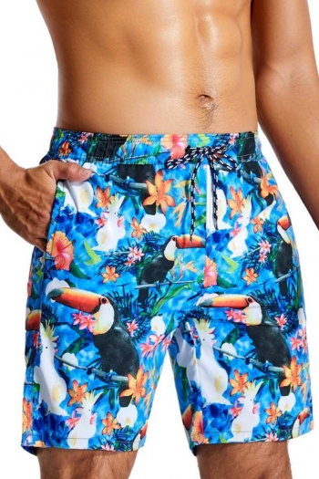 Casual xxs-xl men forest landscape print inelastic beach shorts (with lined)
