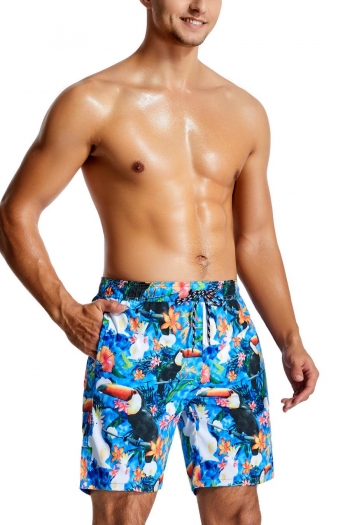 Casual xxs-xl men forest landscape print inelastic beach shorts (with lined)