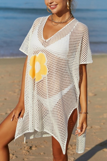 Sexy 5 colors flower cut out knitted beach cover-ups(only cover-ups)