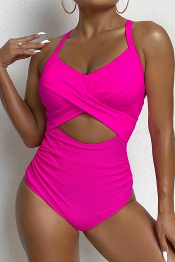 sexy plus size 4 colors non-removable padding hollow one-piece swimsuit