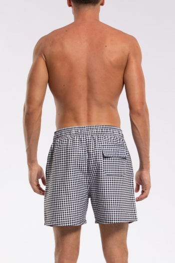 Casual xs-2xl non stretch men checked printing pocket beach shorts (with lined)
