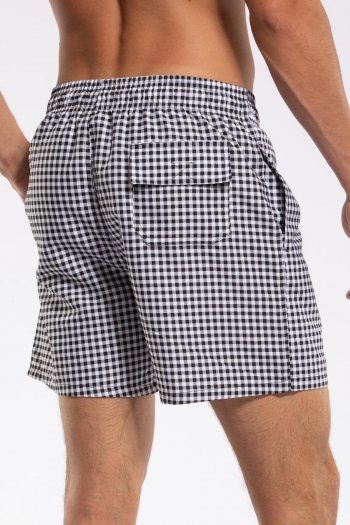 Casual xs-2xl non stretch men checked printing pocket beach shorts (with lined)