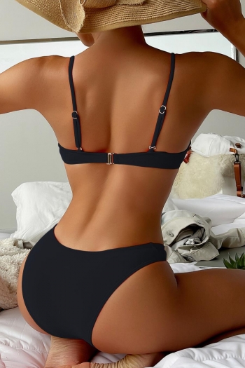 Sexy new solid padded underwire orange strappy bikini set