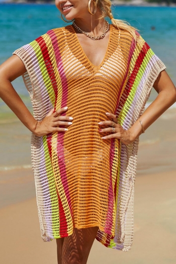 sexy 2 colors orange cut out knitted loose beach cover-ups(only cover-ups)