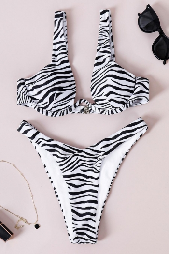 zebra pattern printing padded underwire sexy two-piece bikini