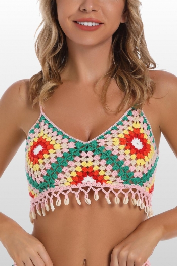 sexy cut out crochet unpadded shell decor beach vest cover-ups