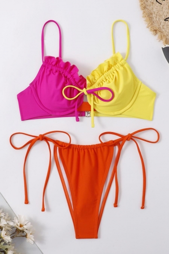 sexy colorblock padded tie side bikini sets(with underwire)