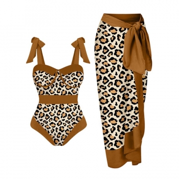 sexy leopard printing spliced with chiffon cover-ups (cover-ups only one size)