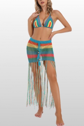 sexy 2 colors hollow crochet unpadded halter-neck skirt sets cover-ups(no panty)