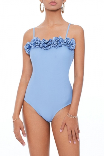 simple flower decor padded sling one-piece swimsuit