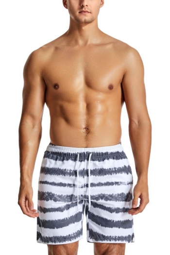 casual 3xs-2xl non stretch men stripe print beach shorts (with lined)