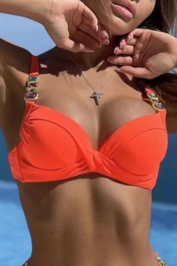 sexy 7 colors orange rhinestone chain padded underwire bikini top(only top)