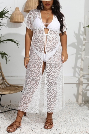 sexy deep-v lace see through lace-up tassel beach dress cover-ups(no underwear)