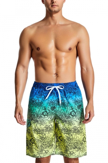 beach style gradient color printing loose surfing shorts(with lined)