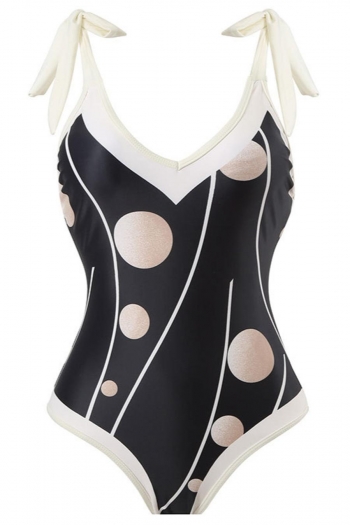 vintage polka dot printing padded sling one piece swimsuit