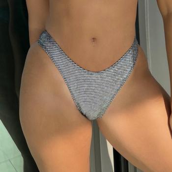sexy checkered holographic bikini briefs(only bottoms)