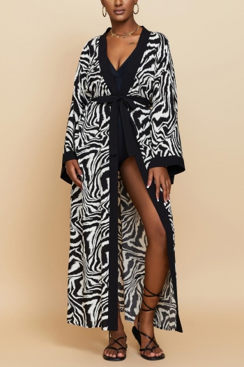 sexy slight stretch zebra printing with belt beach cover-up(only cover-up)