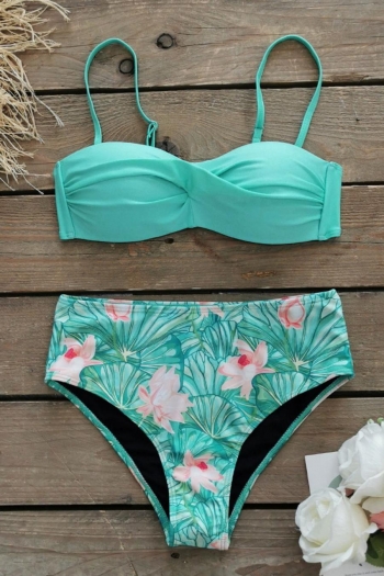 sexy floral printing non-removable padding high waist tankini sets