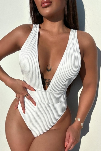 sexy 3 colors padded sling solid color one-piece swimwear
