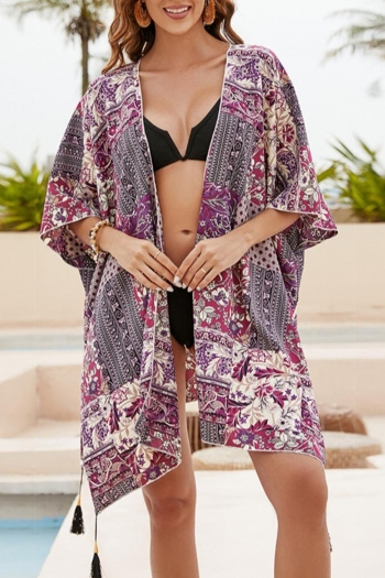 sexy 5 colors floral batch printing beach sunscreen cover-up