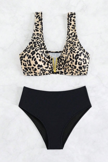 Sexy leopard printing padded high waist tankini sets