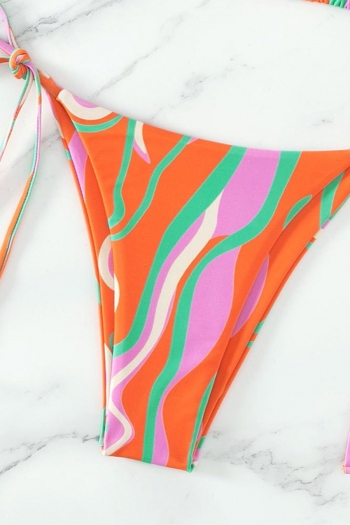 XS-L sexy batch printing padded halter-neck self-tie triangle bikini sets
