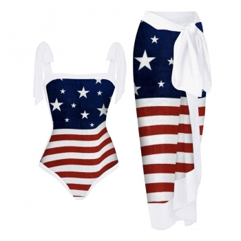 american flag padded swimsuit with skirt #3#(skirt one size, 7-10 days delivery)
