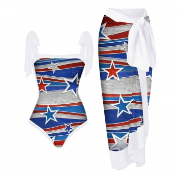 american flag padded swimsuit with skirt #6#(skirt one size, 7-10 days delivery)