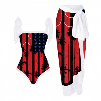 american flag padded swimsuit with skirt #11(skirt one size, 7-10 days delivery)