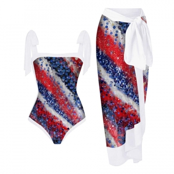 american flag padded swimsuit with skirt #12(skirt one size, 7-10 days delivery)