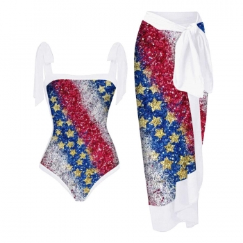 american flag padded swimsuit with skirt #13(skirt one size, 7-10 days delivery)