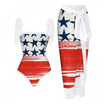 american flag padded swimsuit with skirt #16(skirt one size, 7-10 days delivery)