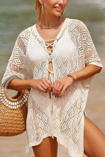 sexy cut out knitted lace-up beach cover-up(only cover-up)