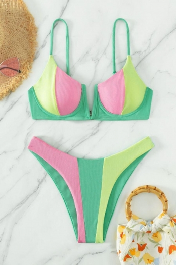 sexy xs-l color-block padded underwire bikini set