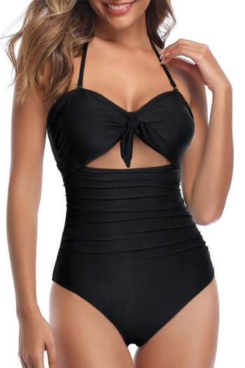 sexy plus size 5 colors hollow padded halter-neck one piece swimwear